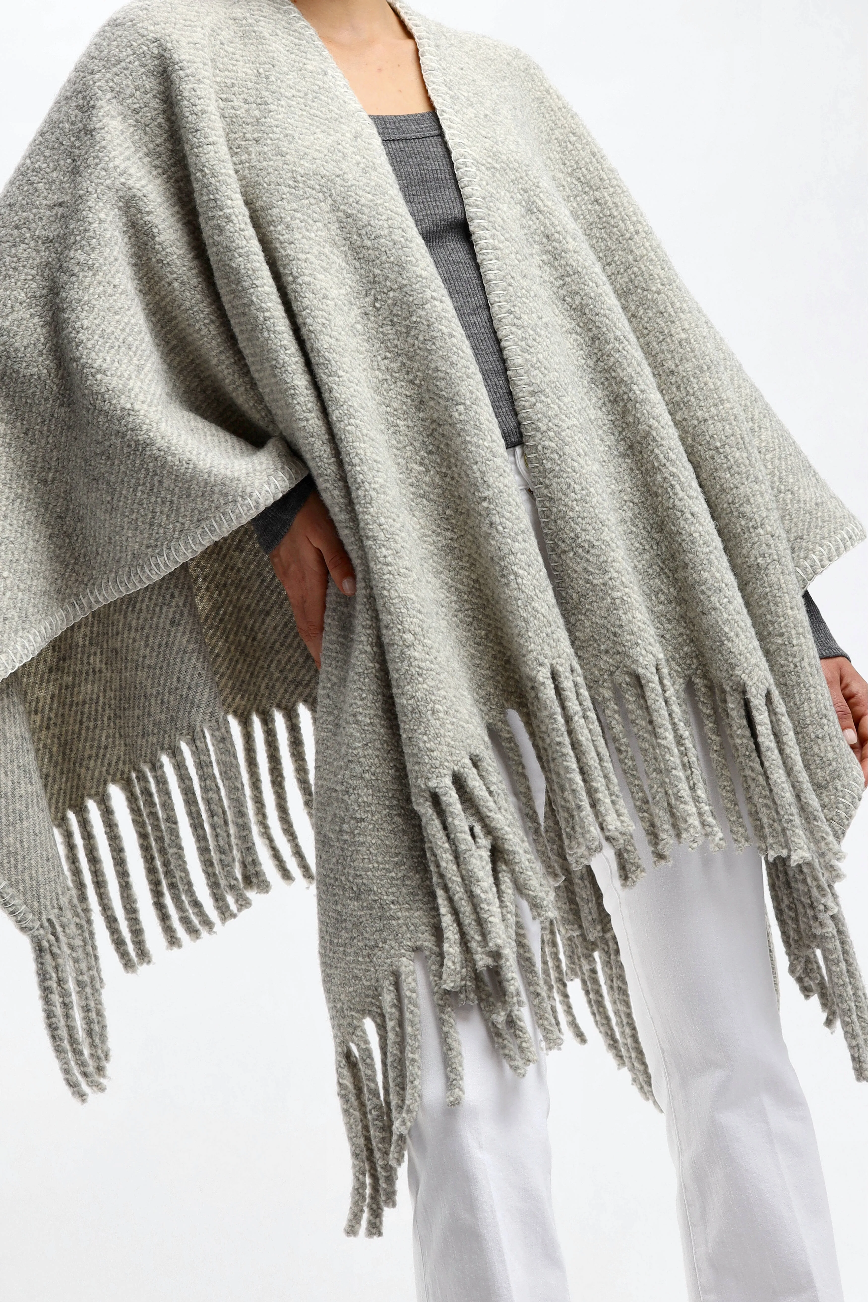 Poncho Fringe in Zinc