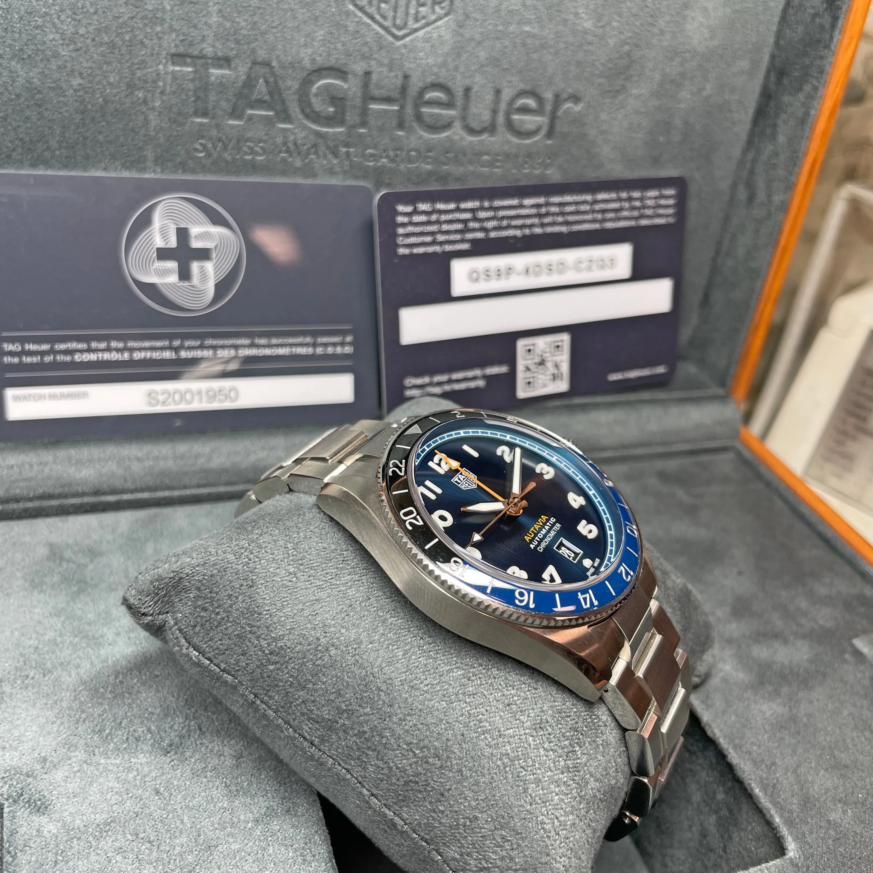 Pre-owned TAG Heuer 42MM Autavia Calibre 7 Automatic COSC GMT Blue Dial Watch WBE511A.BA0650