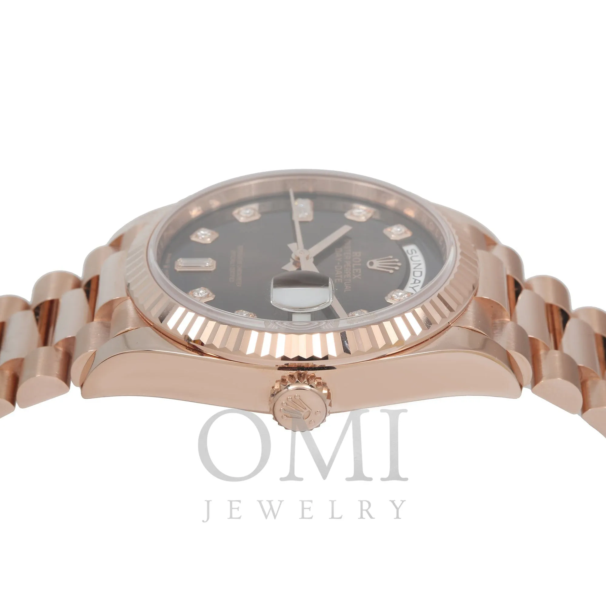 Rolex Day-Date 128235CHDP 36MM Chocolate Diamond Dial With Rose Gold Presidential Bracelet