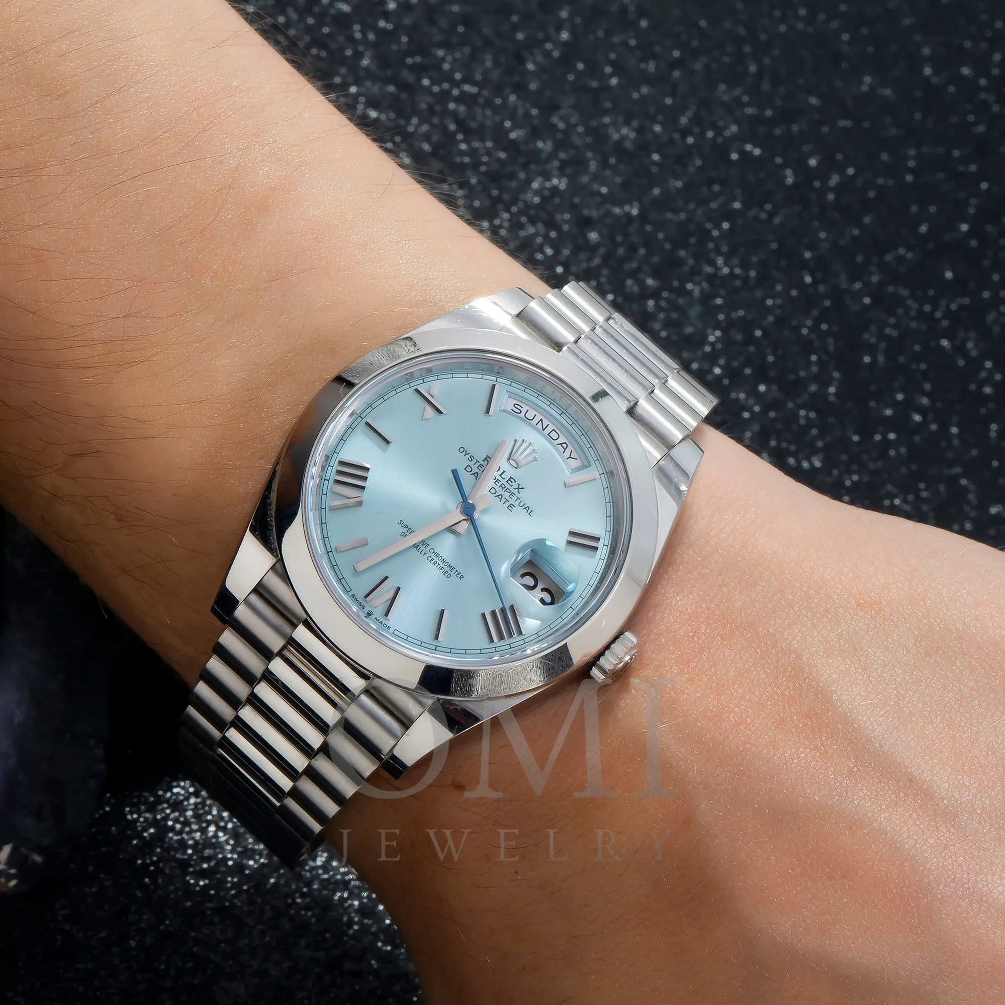 Rolex Day-Date 228206 40MM Ice Blue Dial With Platinum Presidential Bracelet