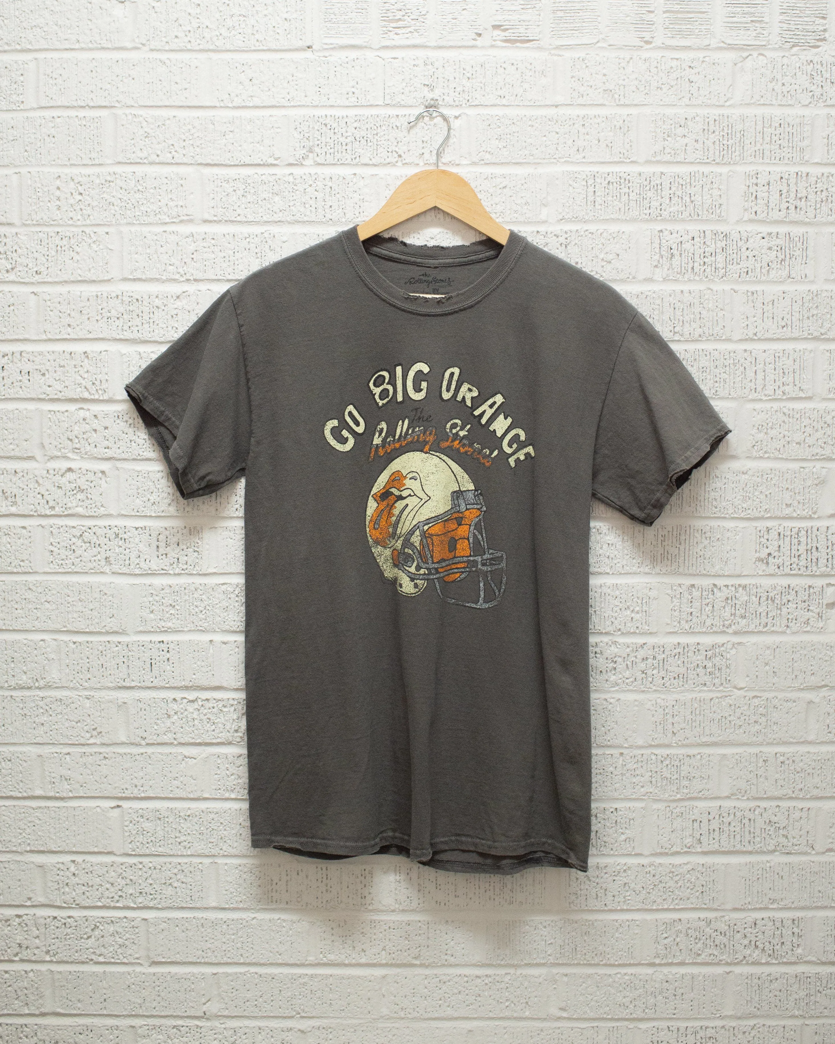 Rolling Stones University of Tennessee Helmet Lick Charcoal Thrifted Tee