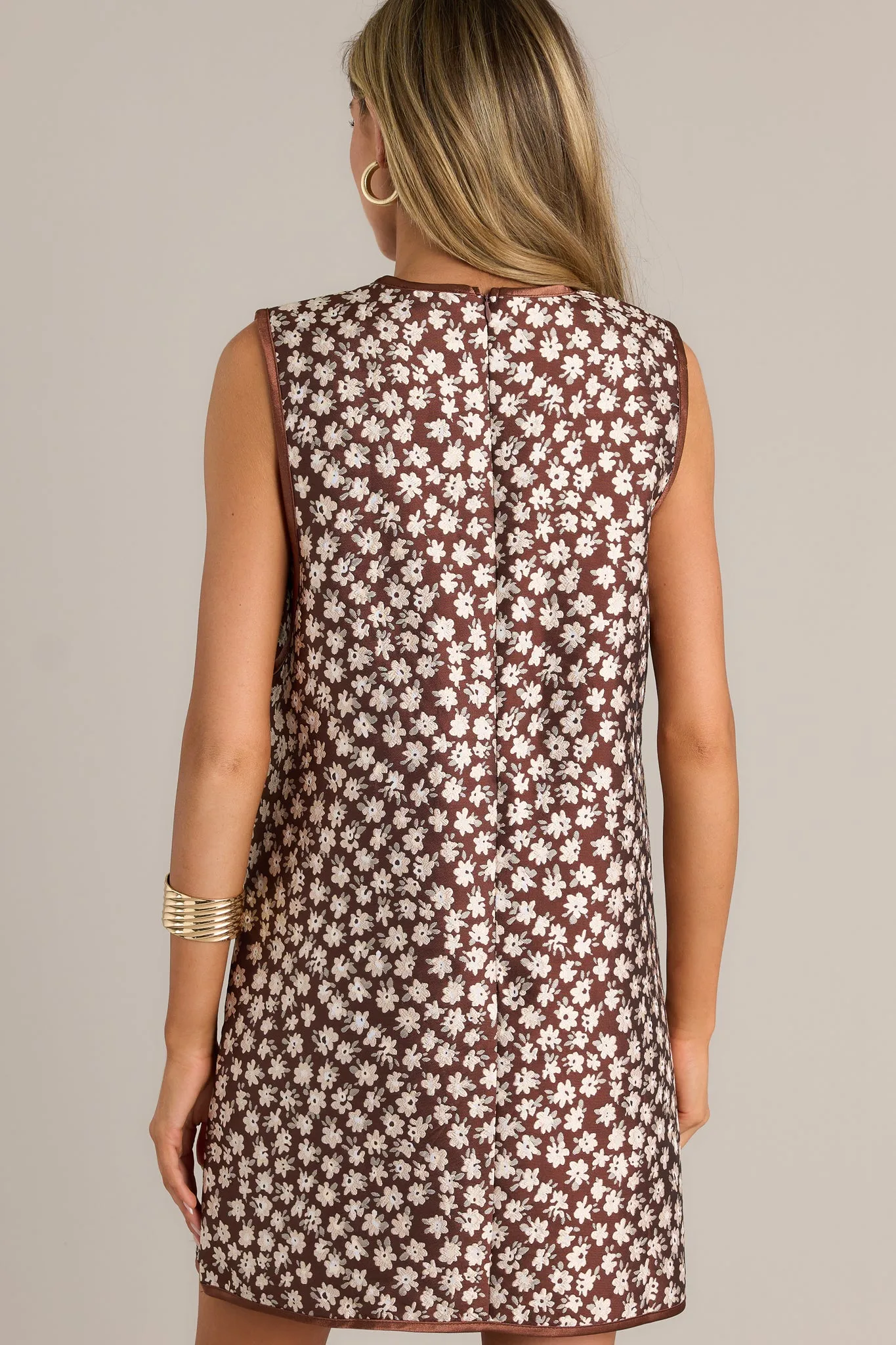 Serene Blossoms Brown Floral Mini Dress