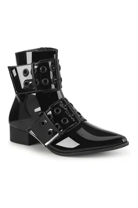 SS-WARLOCK-55 Black Patent Ankle Boot