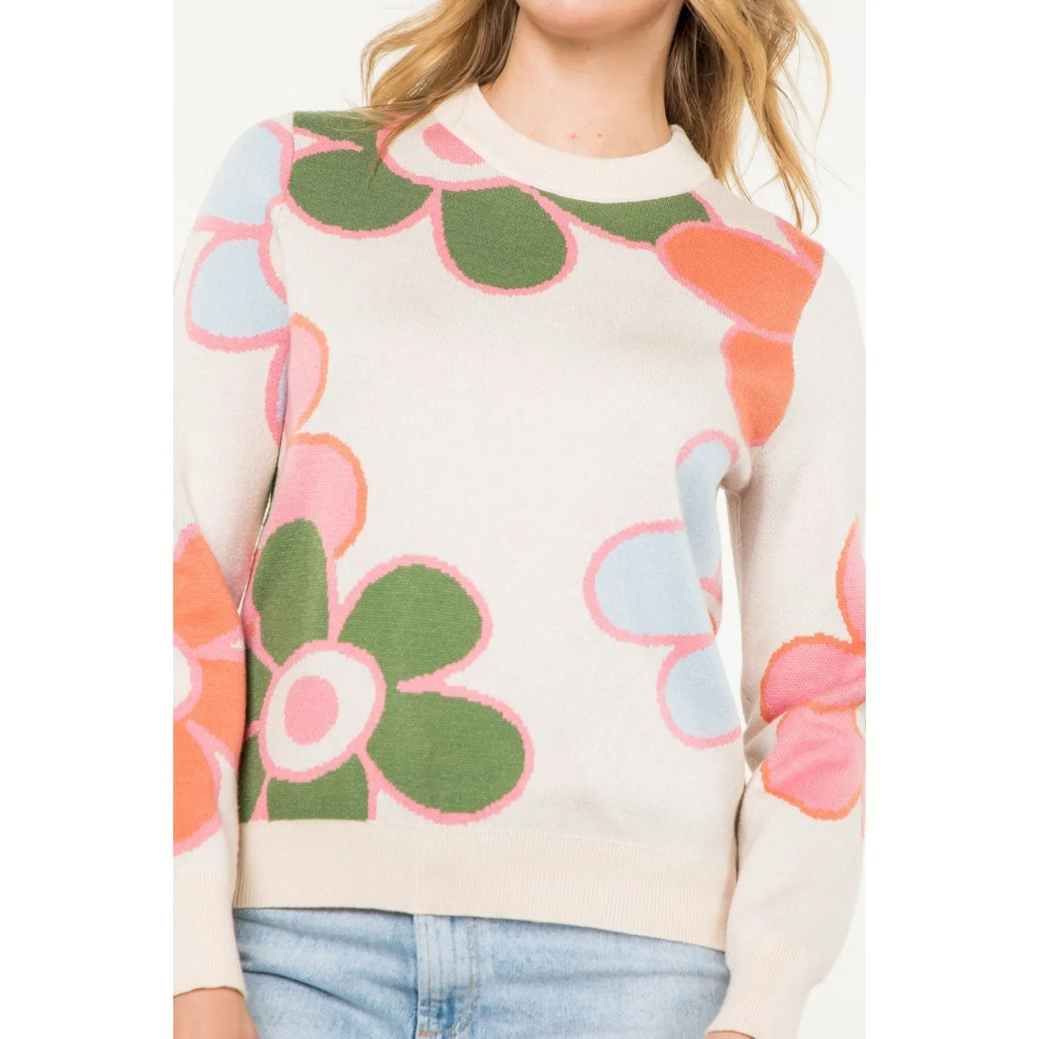 Stephanie Flower Knit THML Sweater