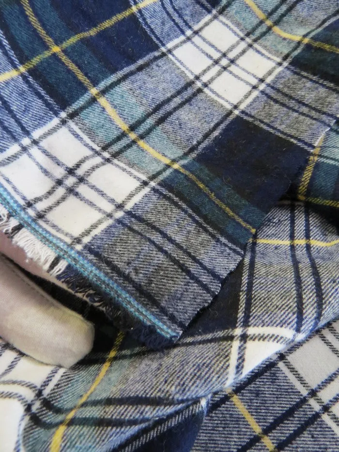 Tartan Plaid Uniform Apparel Flannel Fabric / Navy/Red / Sold By The Yard