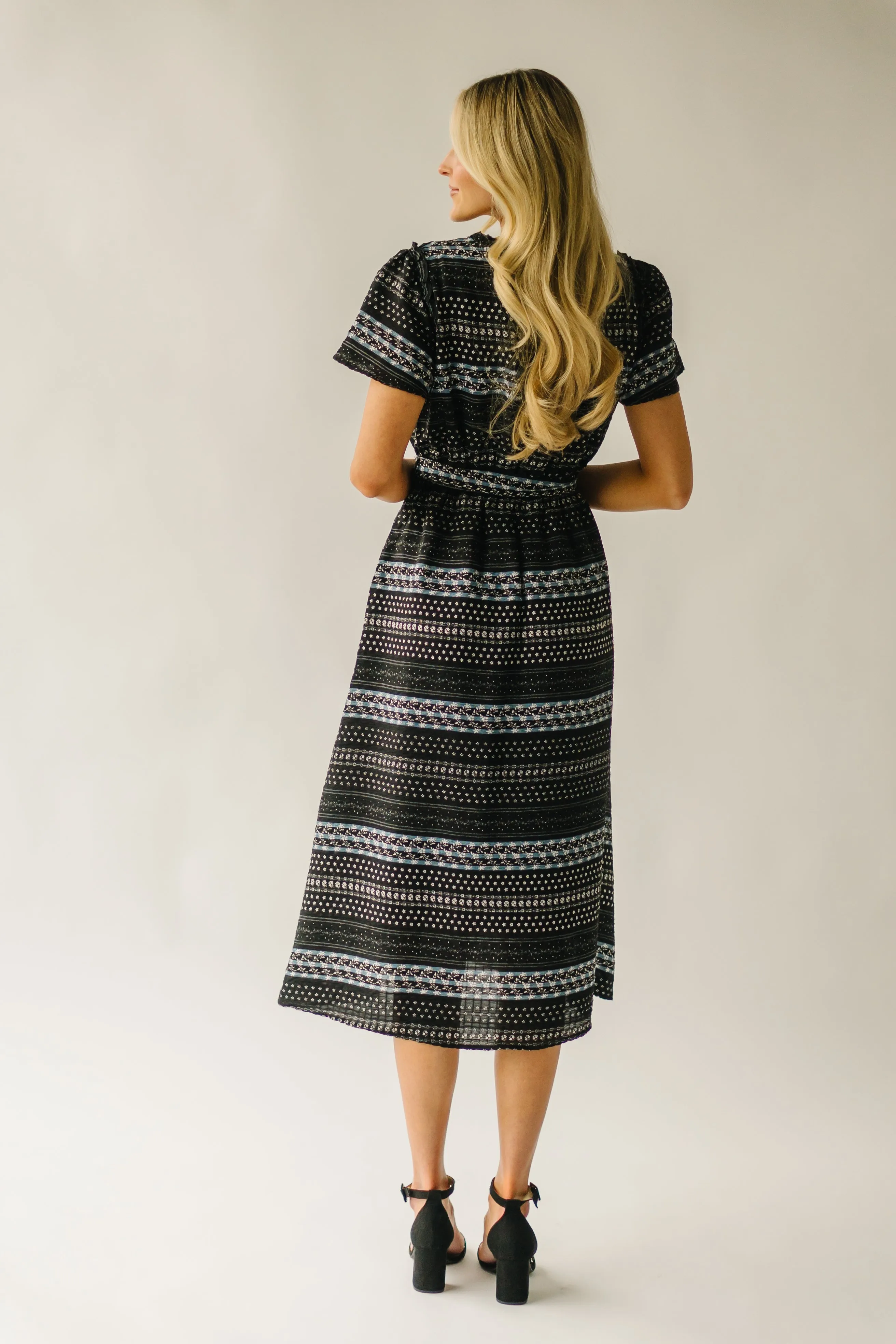 The Tollman Patterned Midi Dress in Black