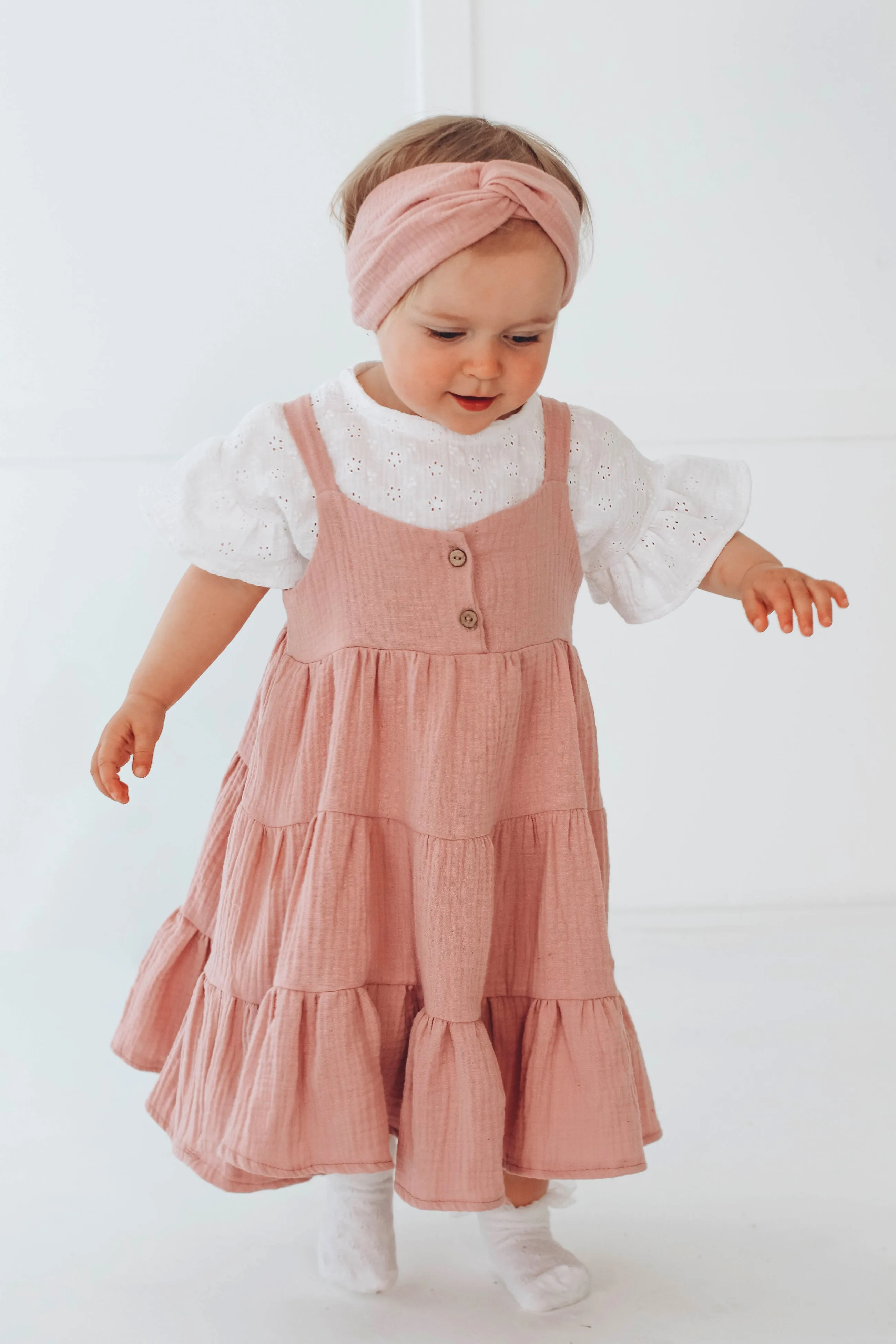 Tiered Flounce Muslin  short/midi dress