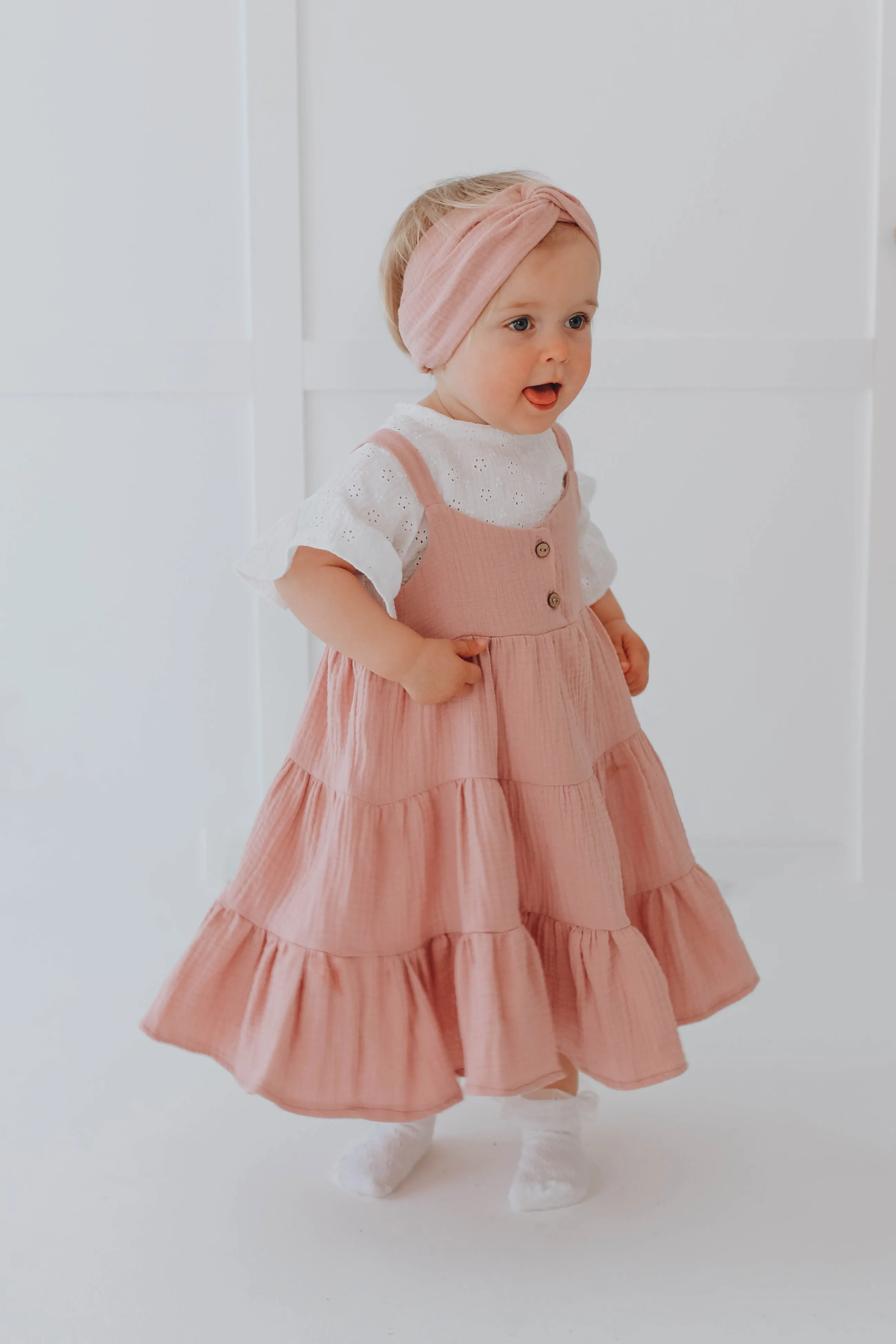 Tiered Flounce Muslin  short/midi dress