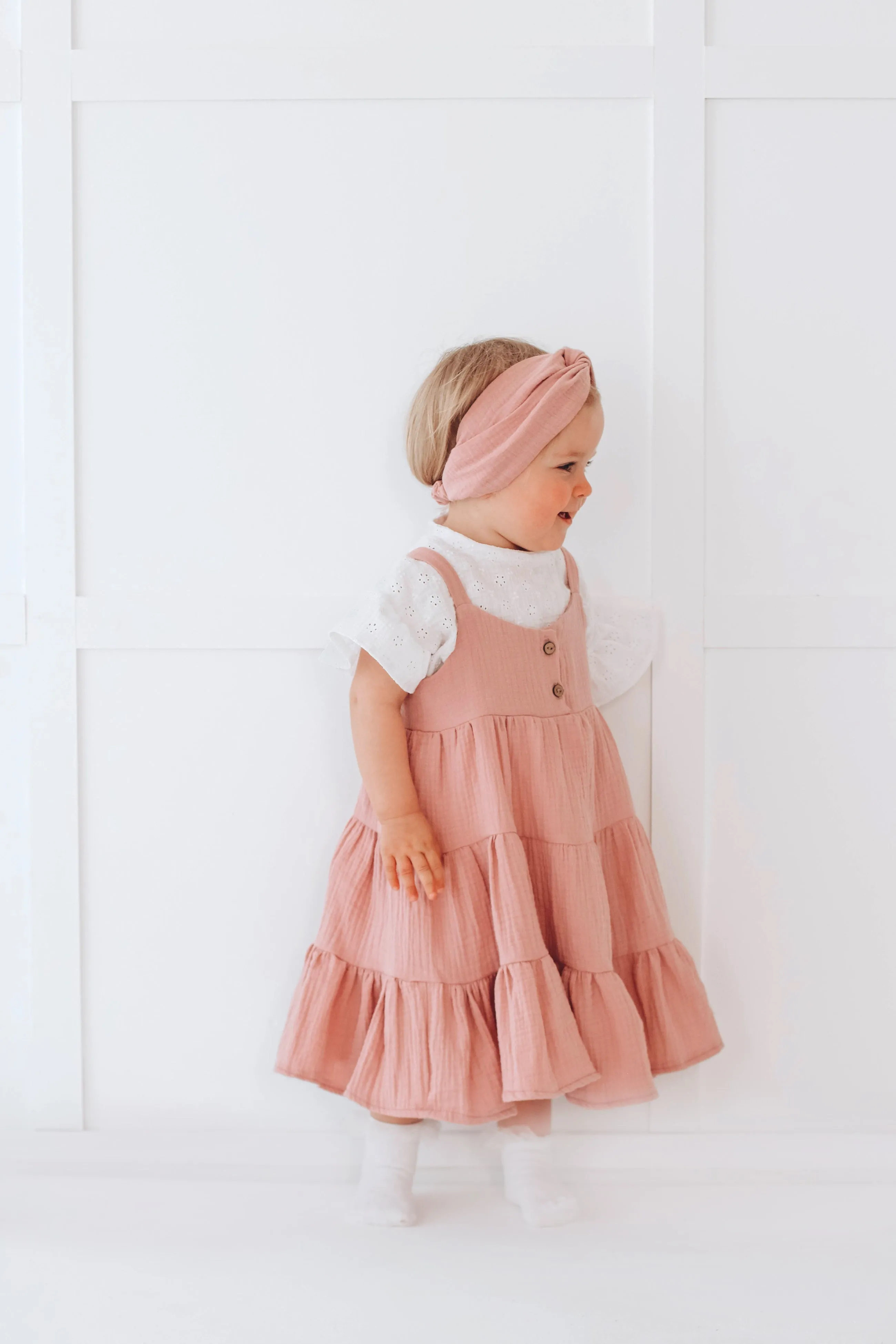 Tiered Flounce Muslin  short/midi dress