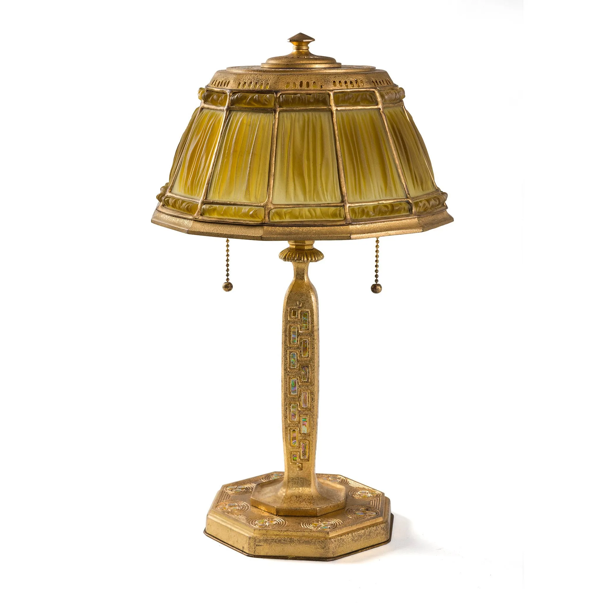 Tiffany Studios New York "Abalone Linenfold" Desk Lamp