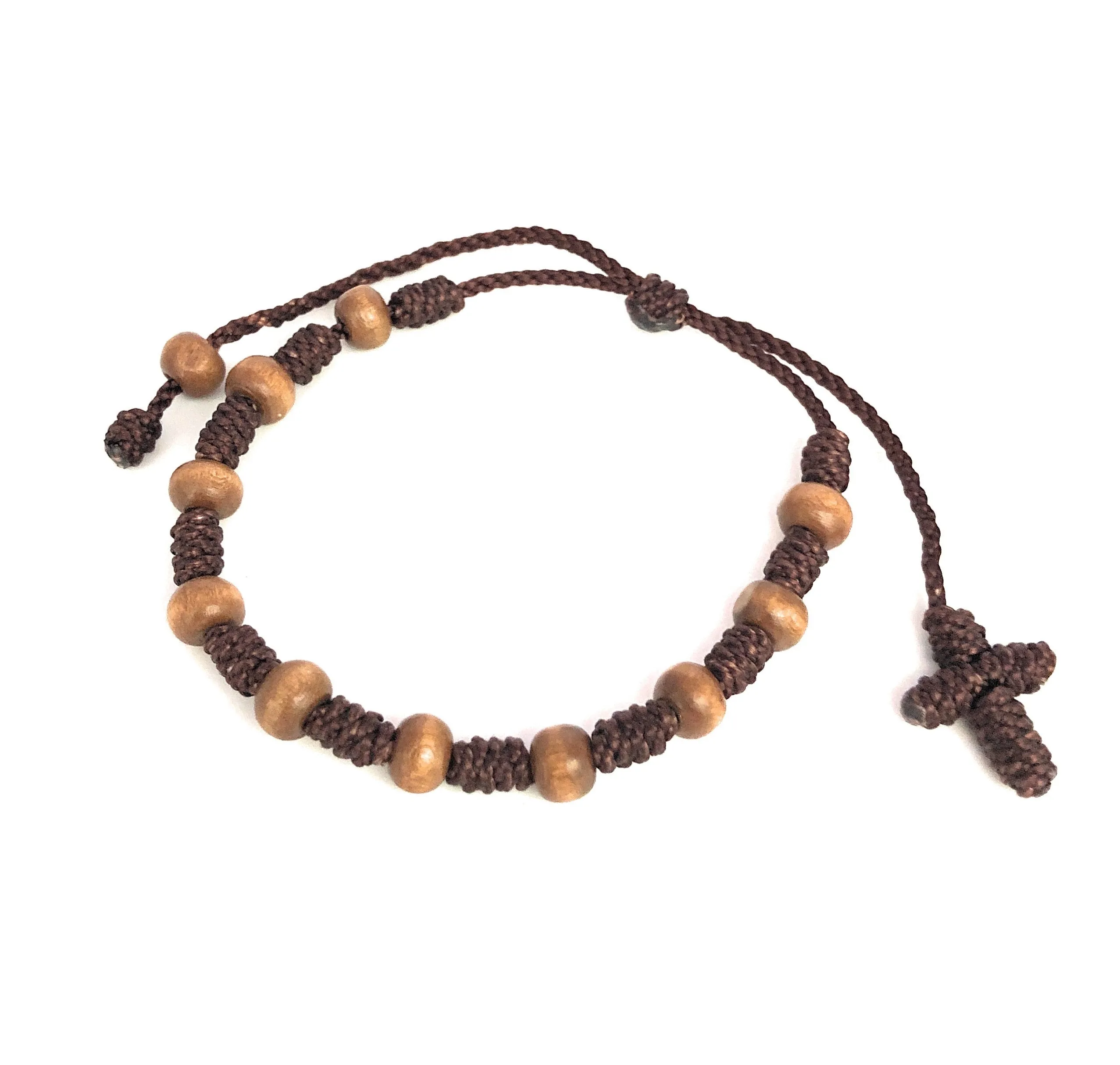 Unisex Rosary Bracelet Wood Beaded Decade