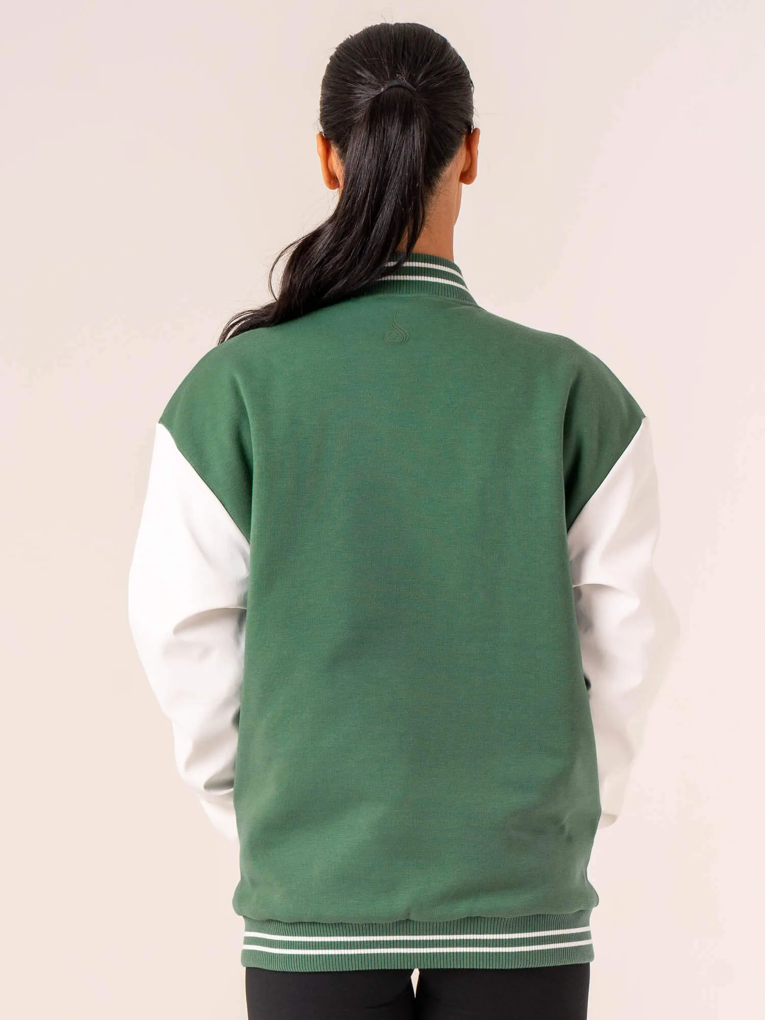 Varsity Bomber Jacket - Green/Vanilla