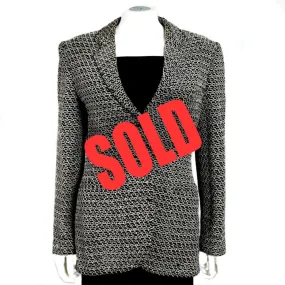 Vintage Chanel 98P, 1998 Spring black white blazer jacket FR 38 US 4