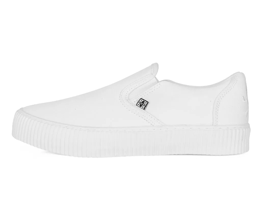 White Twill Slip-On Creeper Sneaker