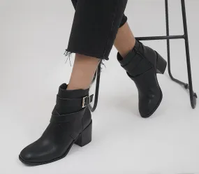 Womens Office Artini  Cross Strap Heeled Boots Black