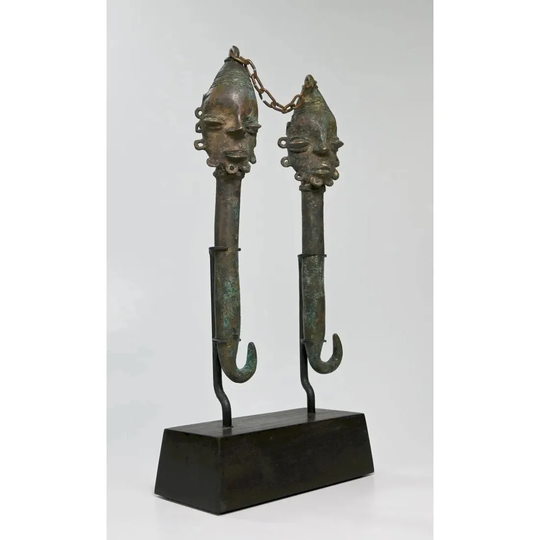 Yoruba Ogboni Edan Bronze Staff Pair, Nigeria #688