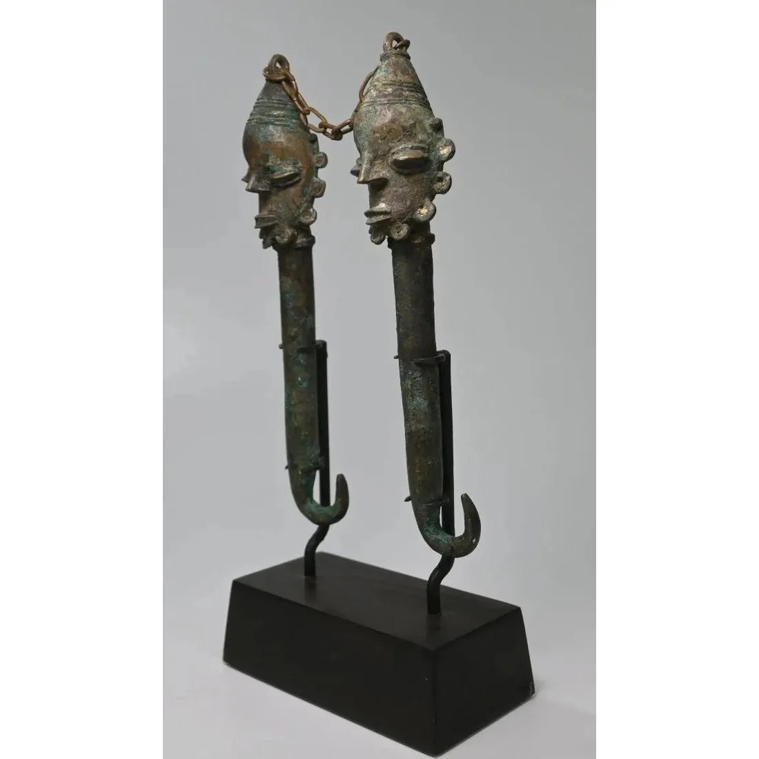 Yoruba Ogboni Edan Bronze Staff Pair, Nigeria #688